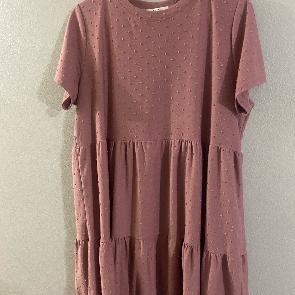Mauve Tiered Dress with dot texture